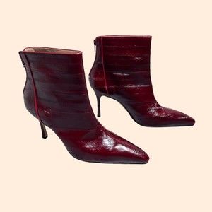 Manolo Blahnik Burgundy Ankle Boots